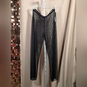 NWT Sympli Black Mesh Wide Leg Pants Size 12